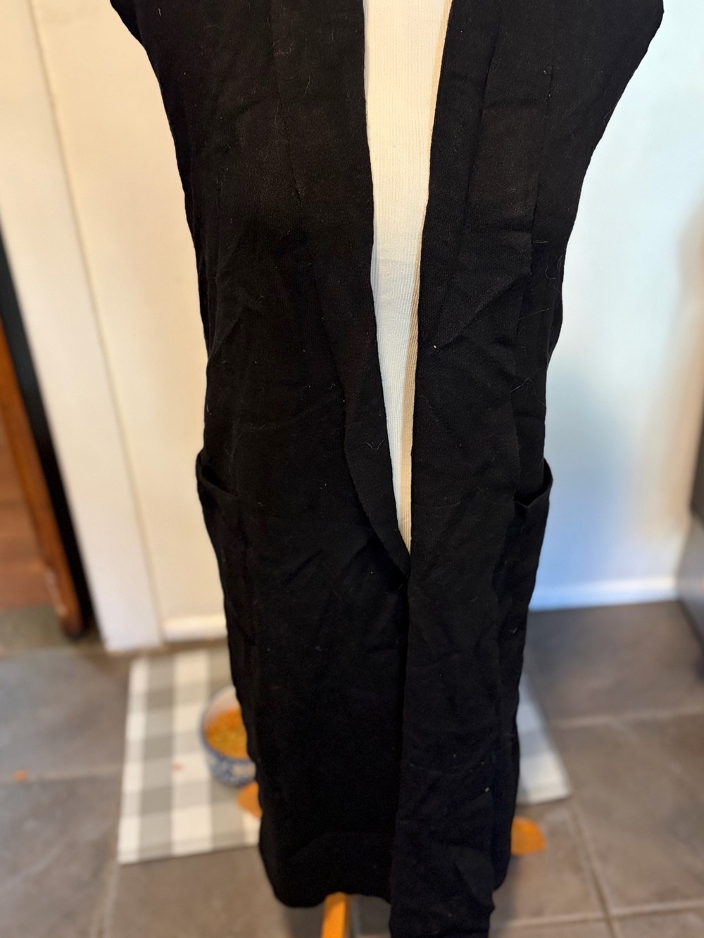 Tahari Black Open-Front Long Cardigan